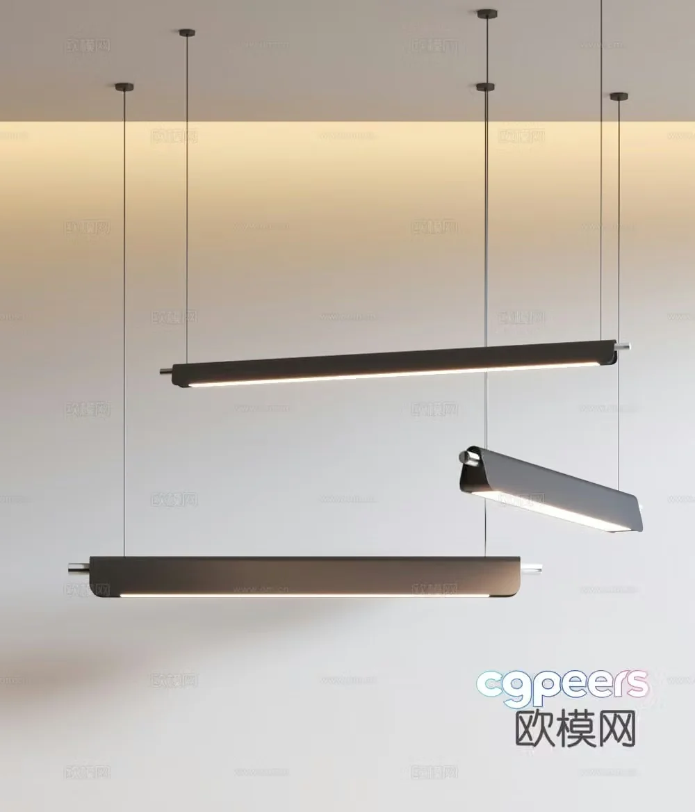 Office chandelier long chandelier 3d model