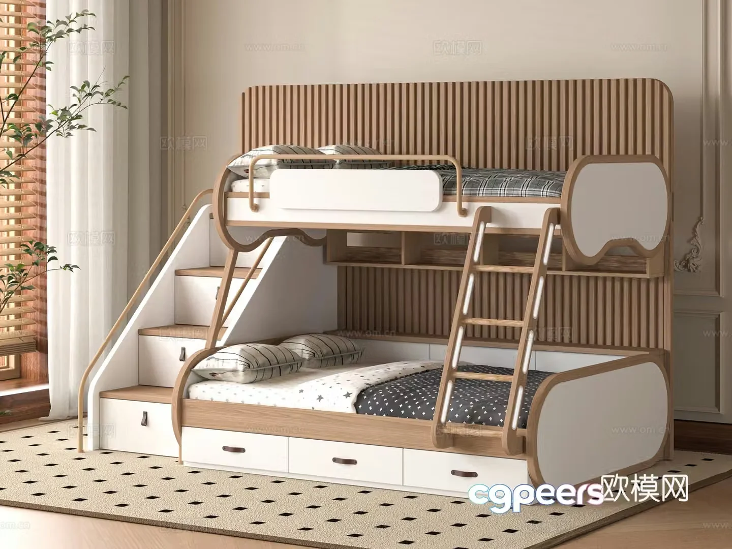 Modern 3D model on and off bed