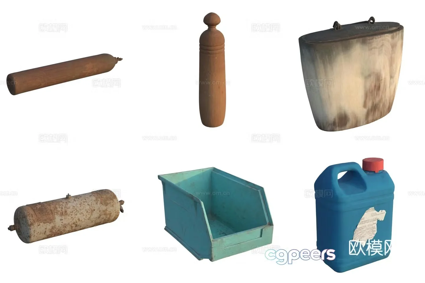 Storage carton plastic bucket gas tank 3D model