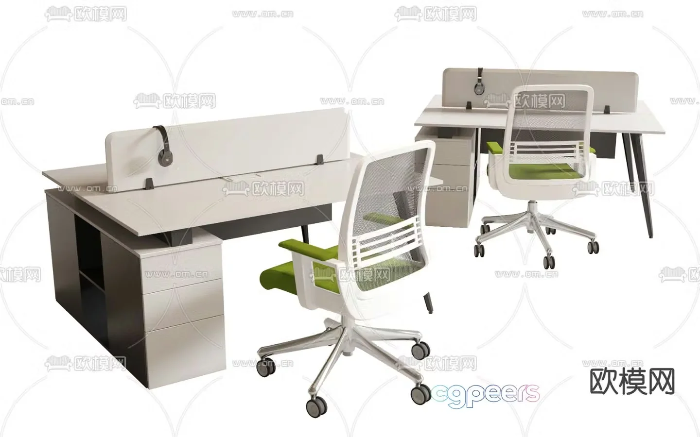 Card space desk workstation staff table 3D model