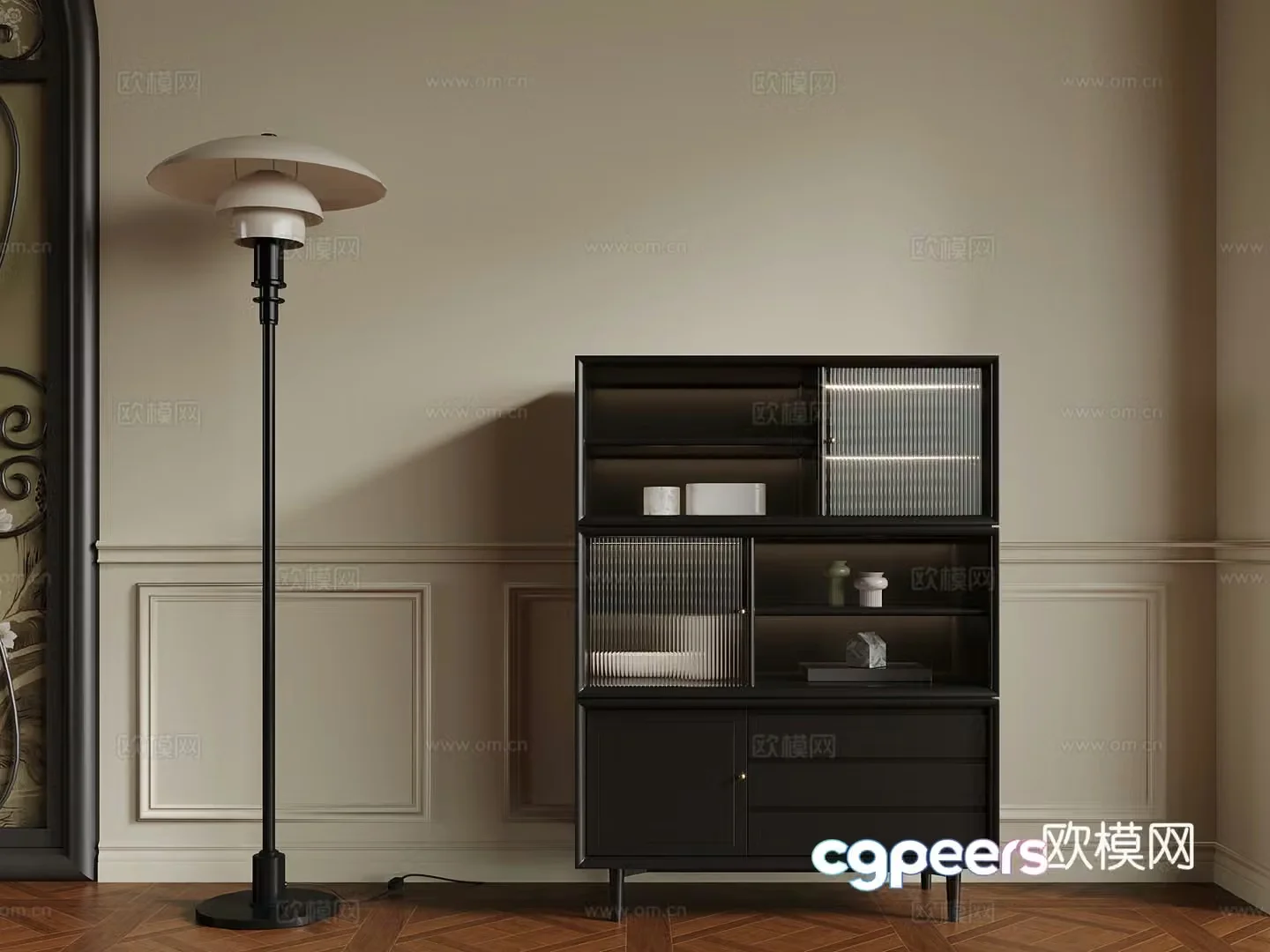 French entrance cabinet floor lamp 3D model