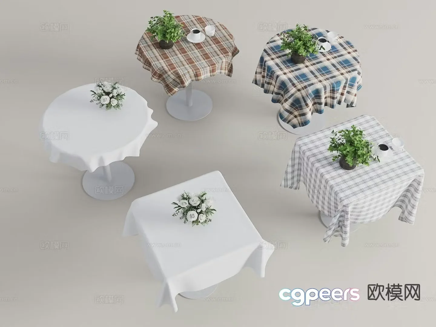 Modern coffee break table round tablecloth tablecloth 3d model