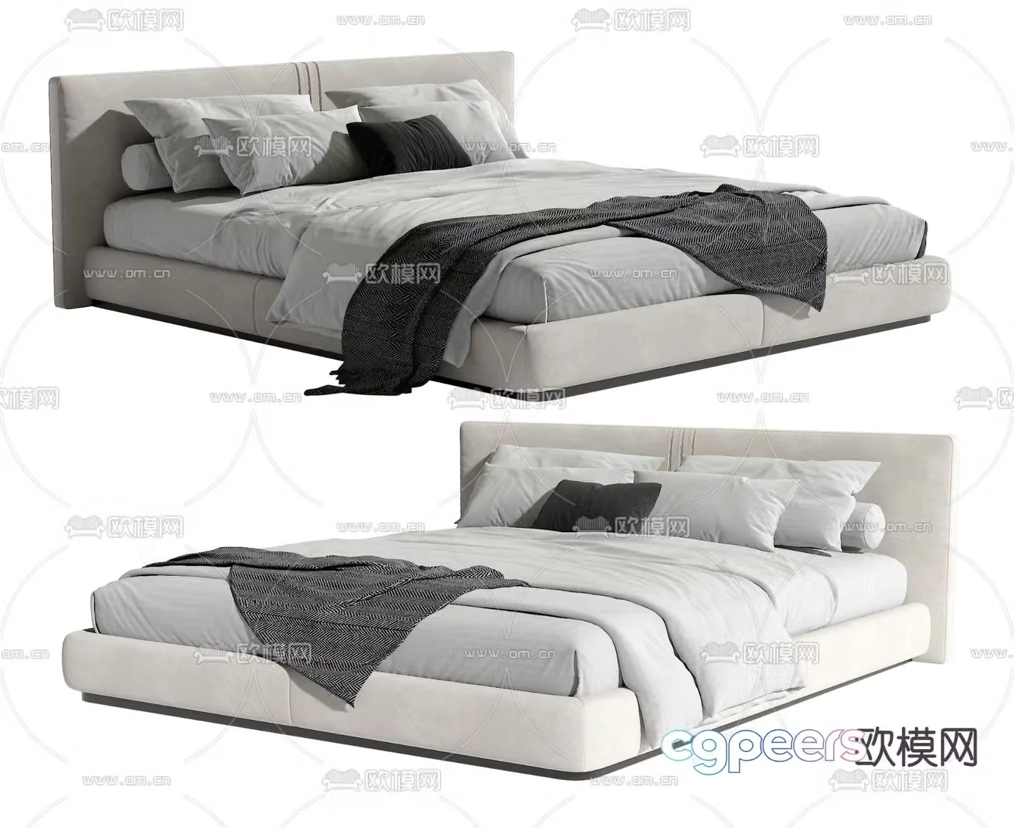Modern double bed 3d model