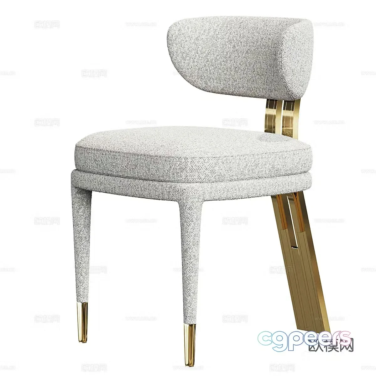 Modern Italian light luxury fabric dining chair 3D model