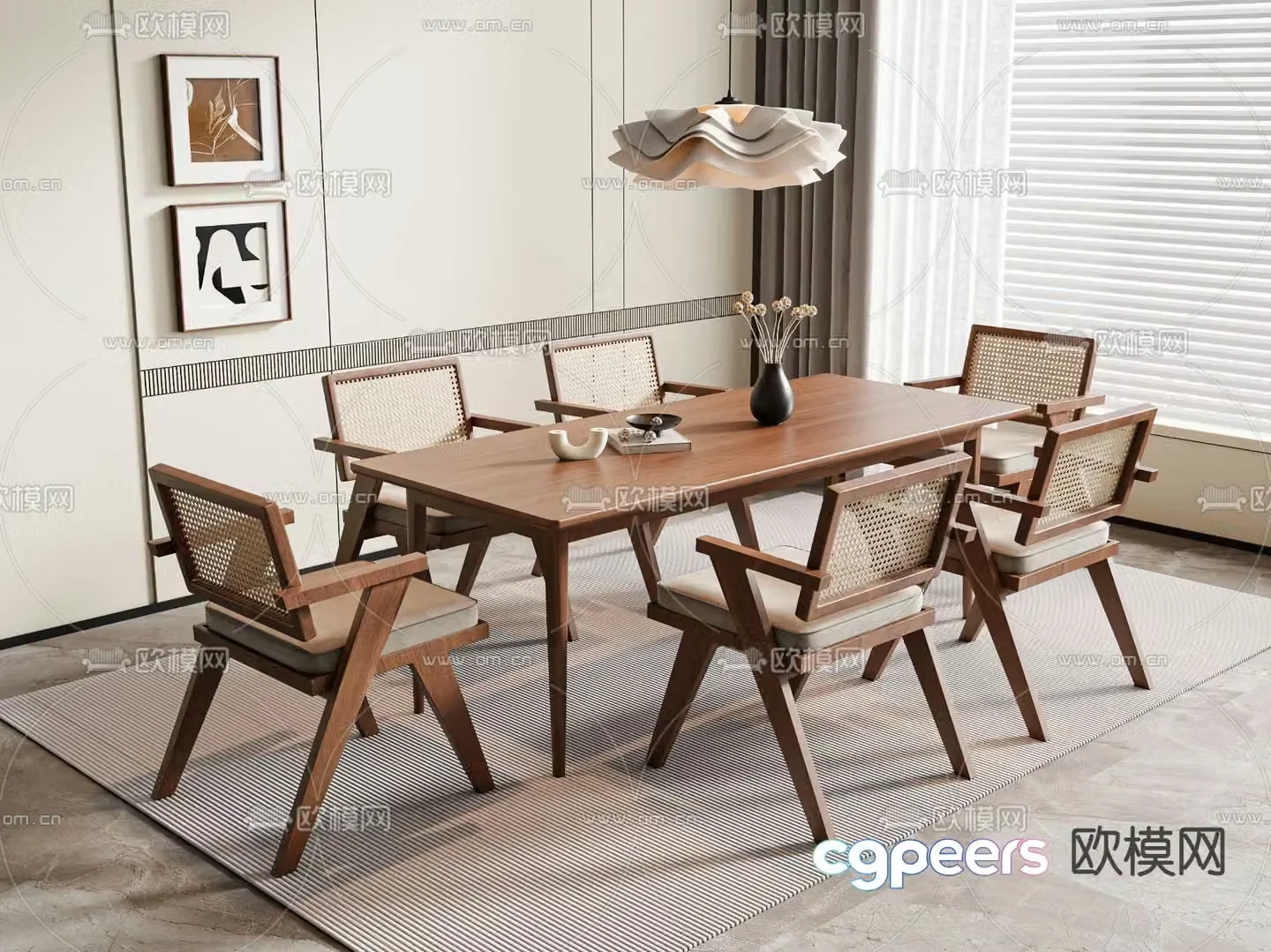 Medieval style dining table and chairs bar dining table 3D model