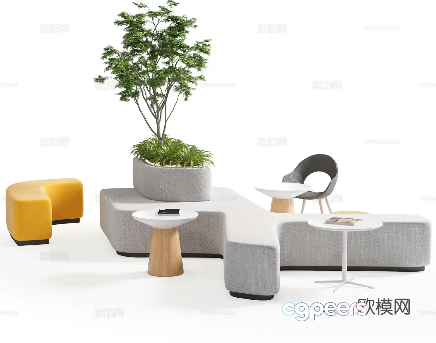 Modern card sofa combination office and leisure sofa module sofa leisure area sofa group sand-piece 3D model