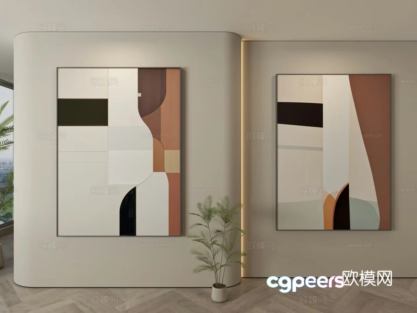 Modern decorative paintings Simple hanging paintings 3D model