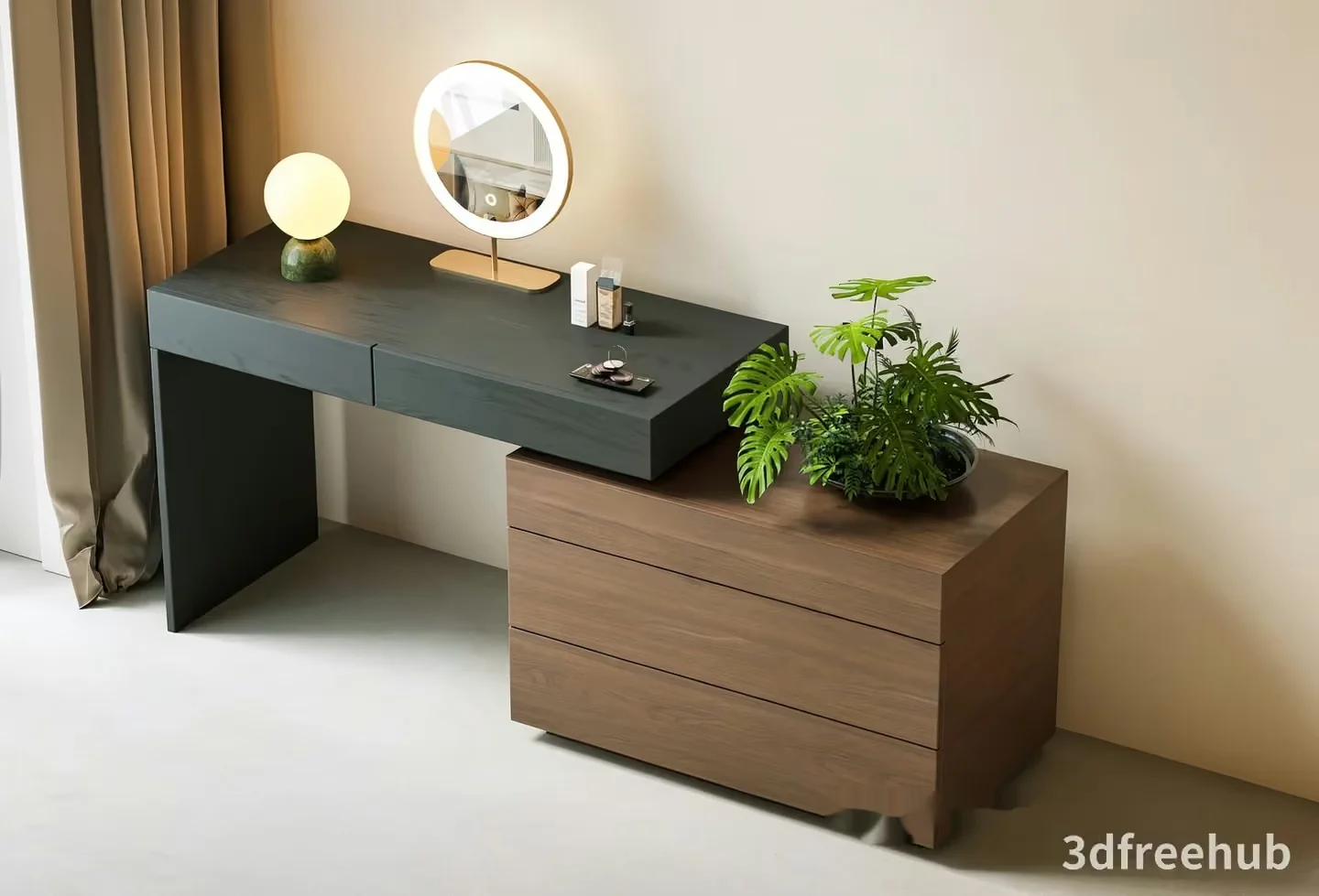 Modern Wooden Dresser 3D Model – 20422 – VRAY Render