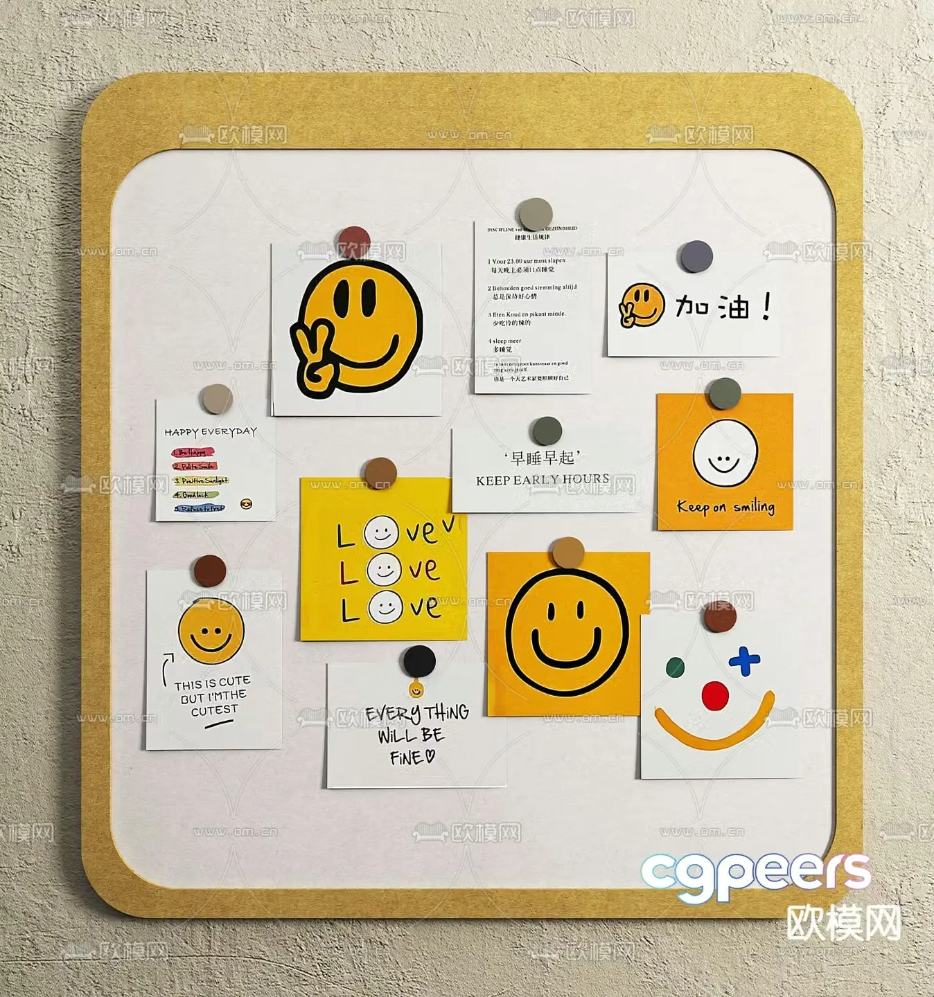 Cartoon whiteboard office whiteboard 3d model