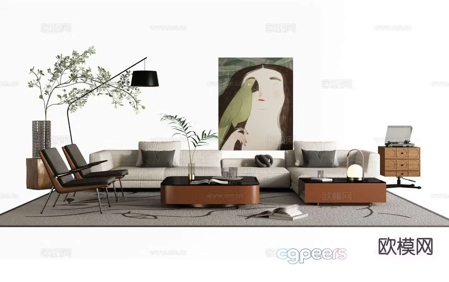 Modern sectional sofa 3d model