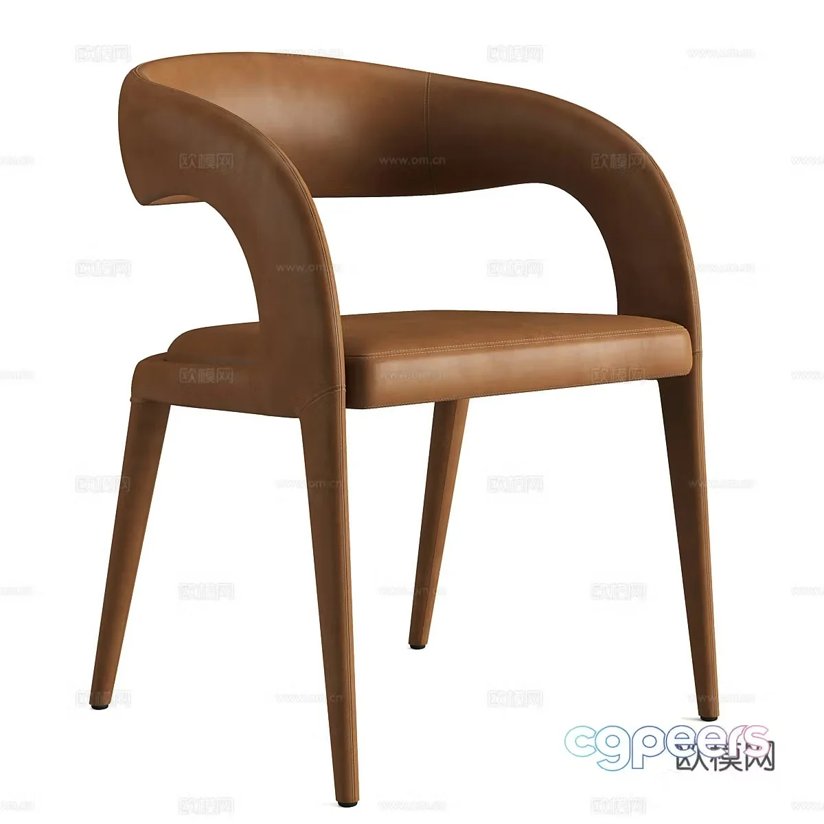 Modern Italian light luxury leather chair 3d model