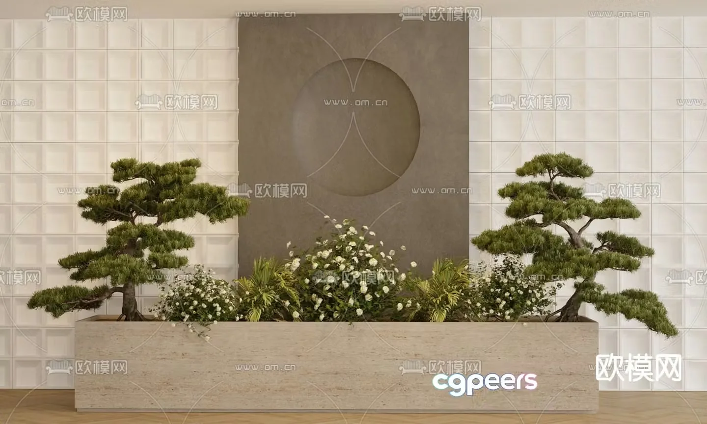 New Chinese style indoor landscape plant pile 3d model