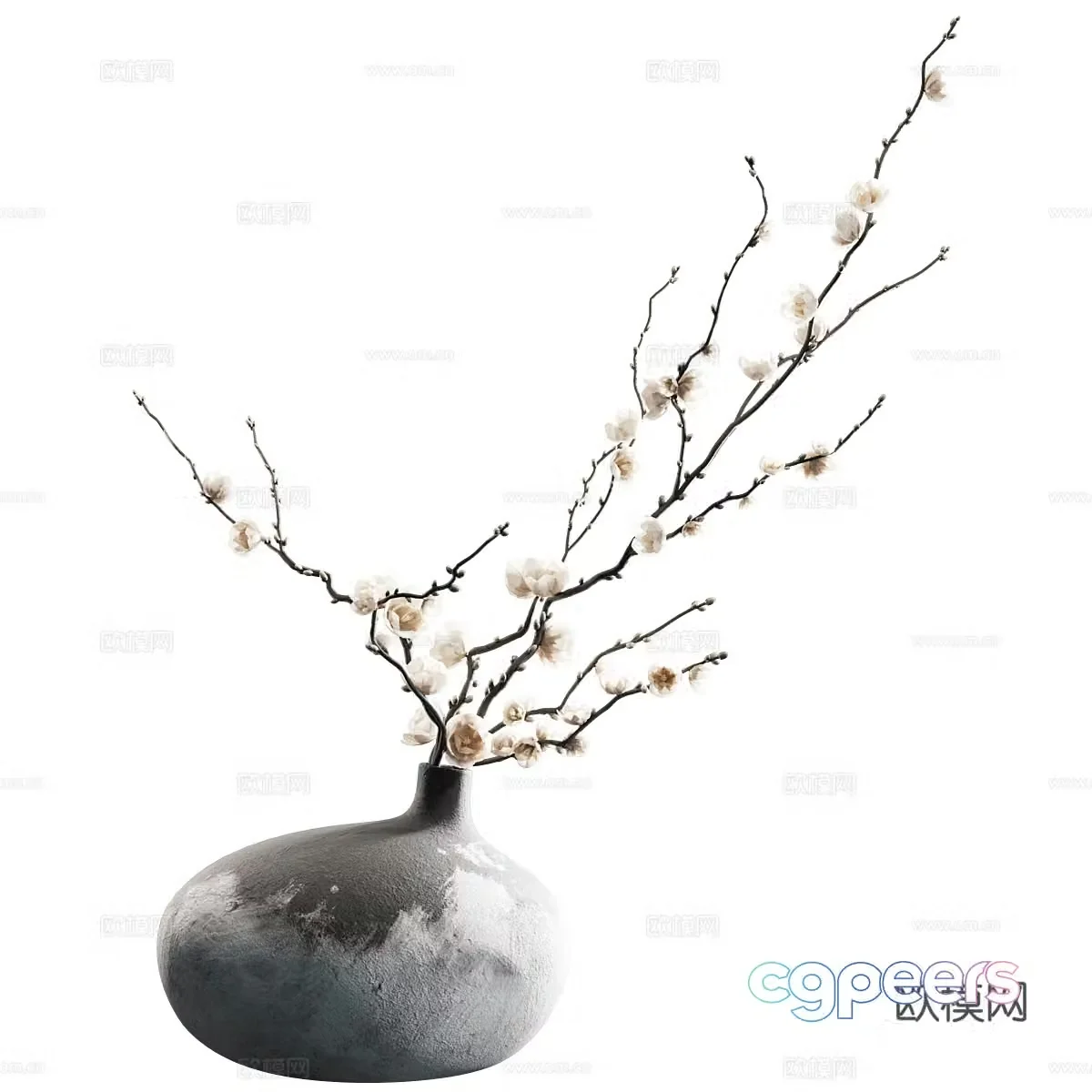 New Chinese vase flower art 3D model