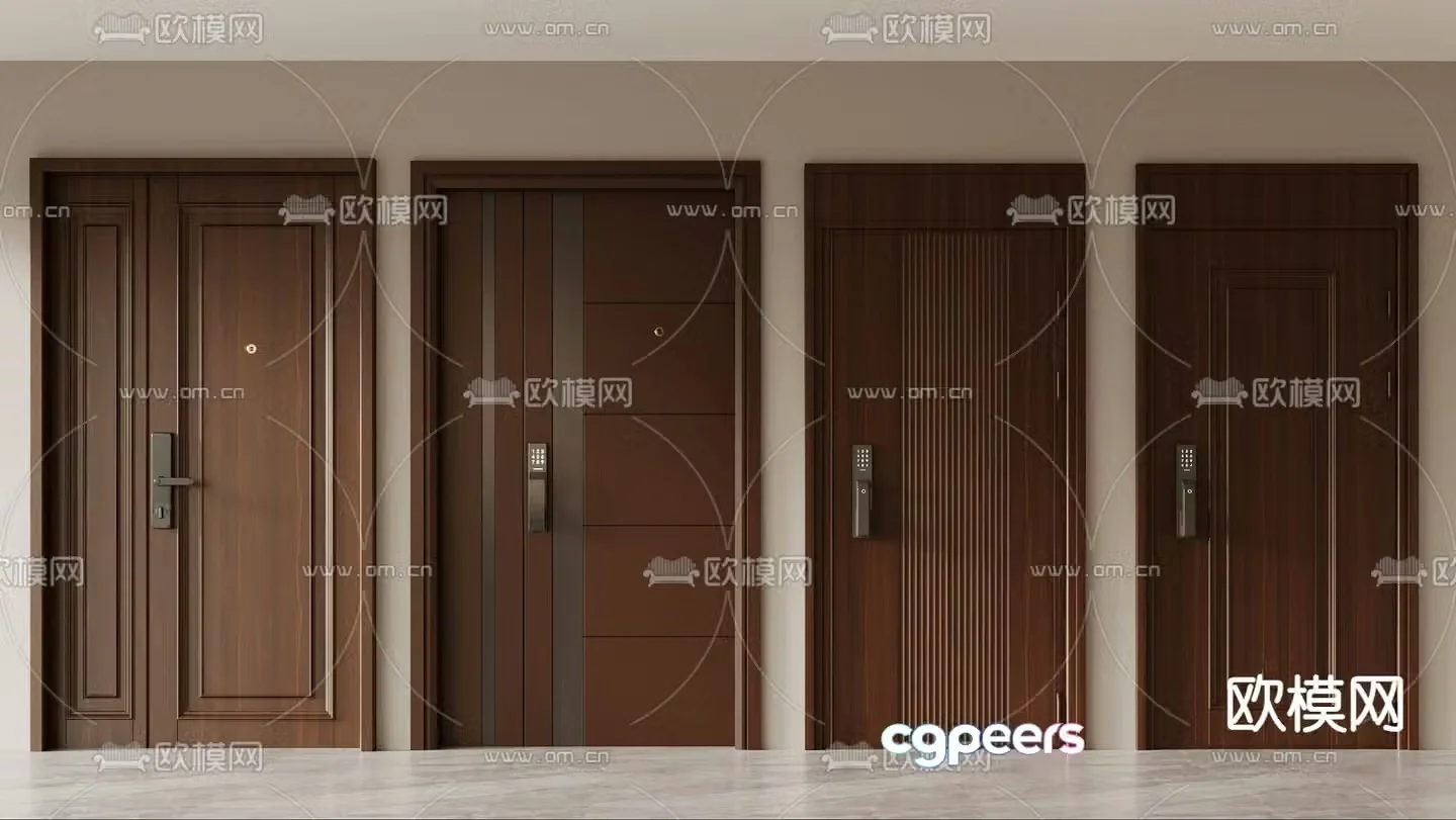 Chinese double-opening door entrance door mother and child door 3D model