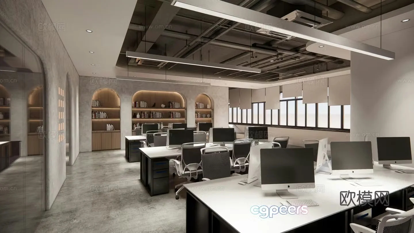 Modern cafe office minimalist office office lobby office lobby public office 3d model