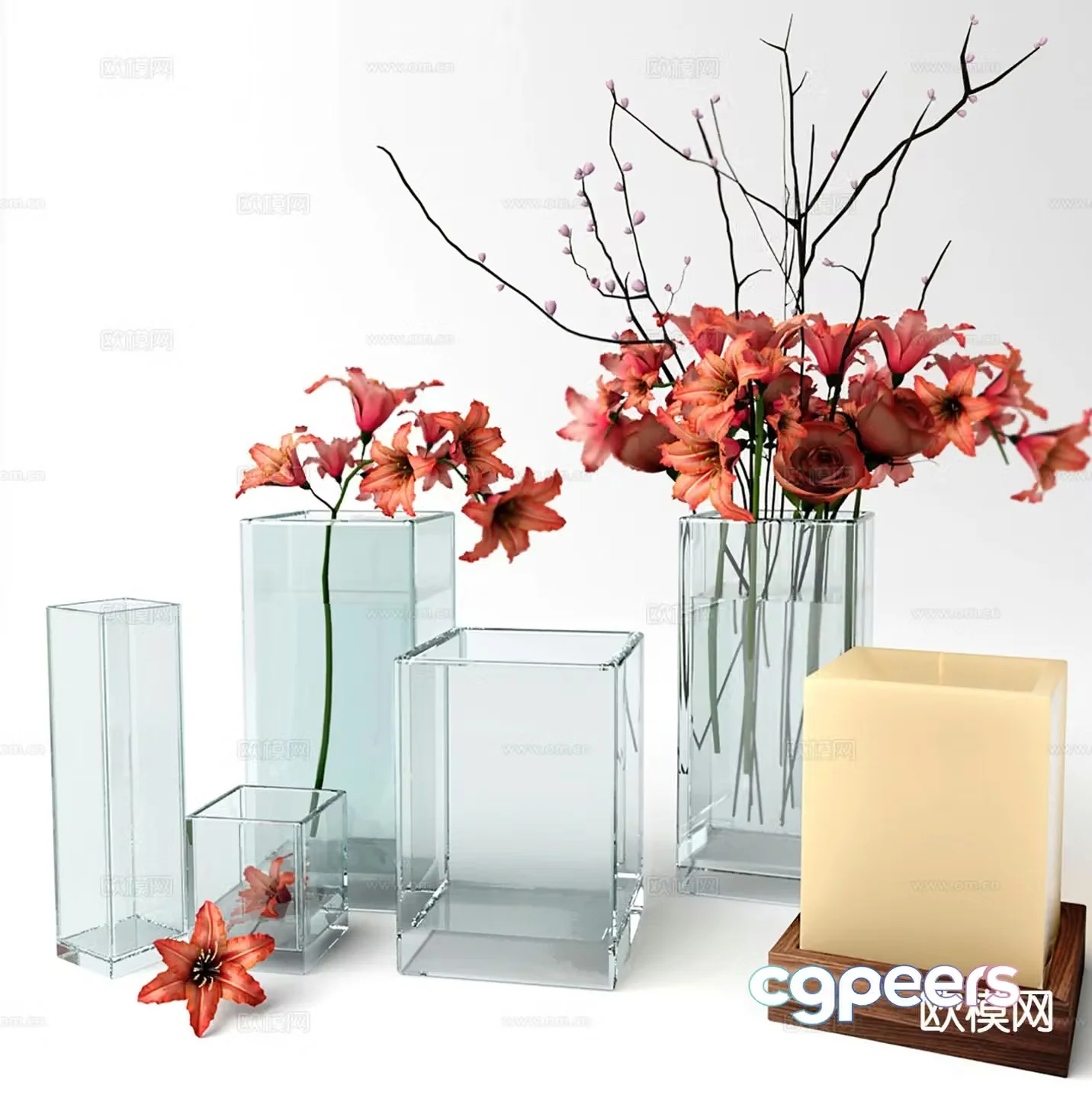 Modern decorations tableware vase floral 3d model