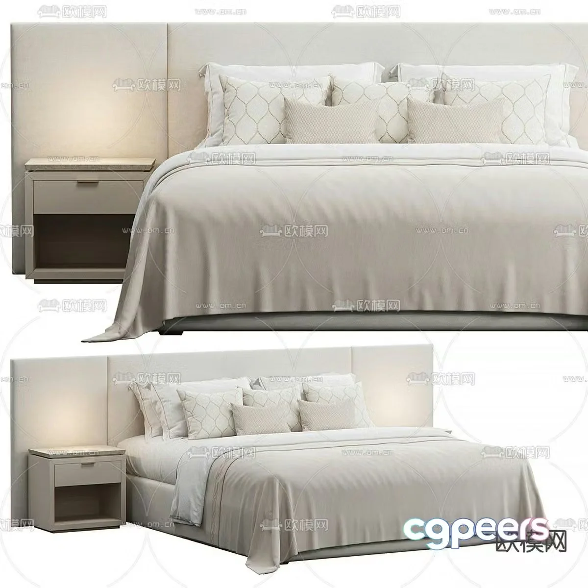 Modern double bed large screen bed 3d model