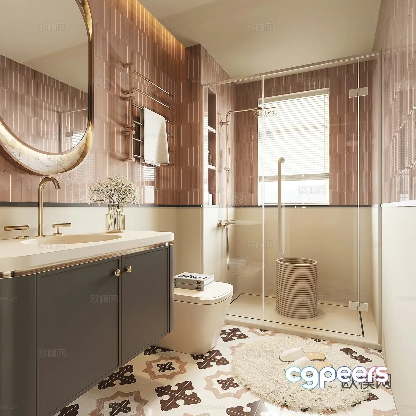 Modern French bathroom 3d model
