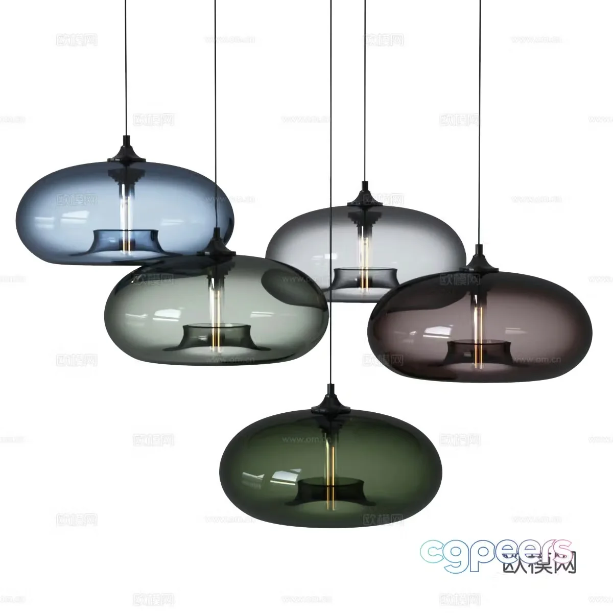Modern Italian minimalist spherical glass chandelier 3d model