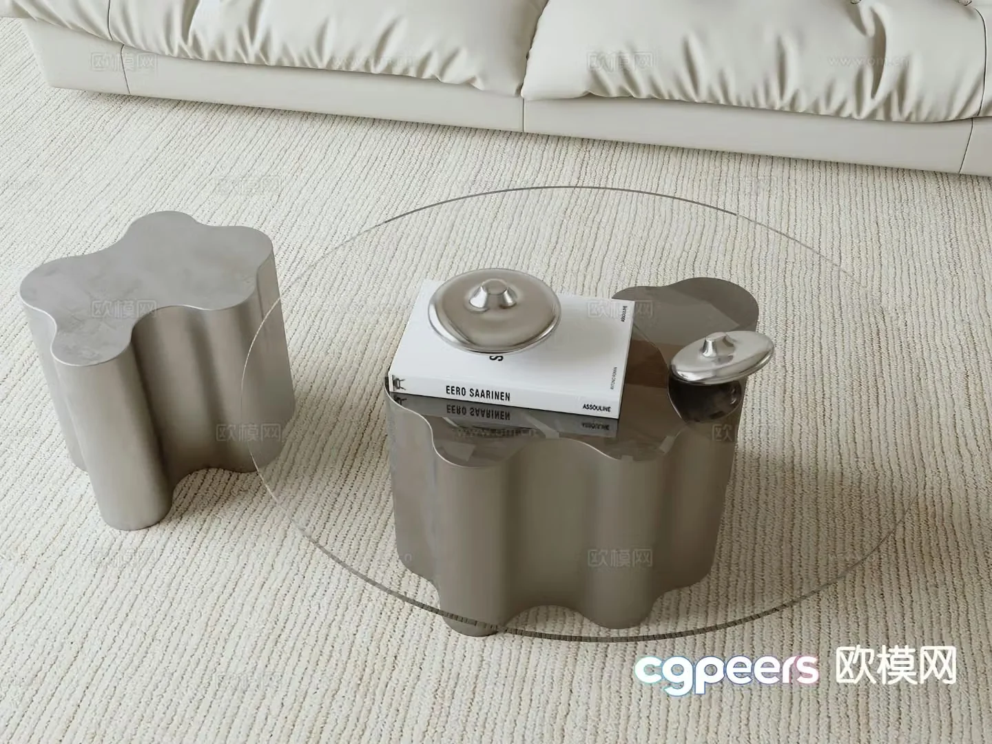 Modern double coffee table 3d model