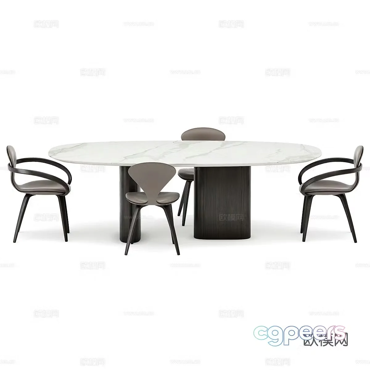 Modern dining table and chair 3d model