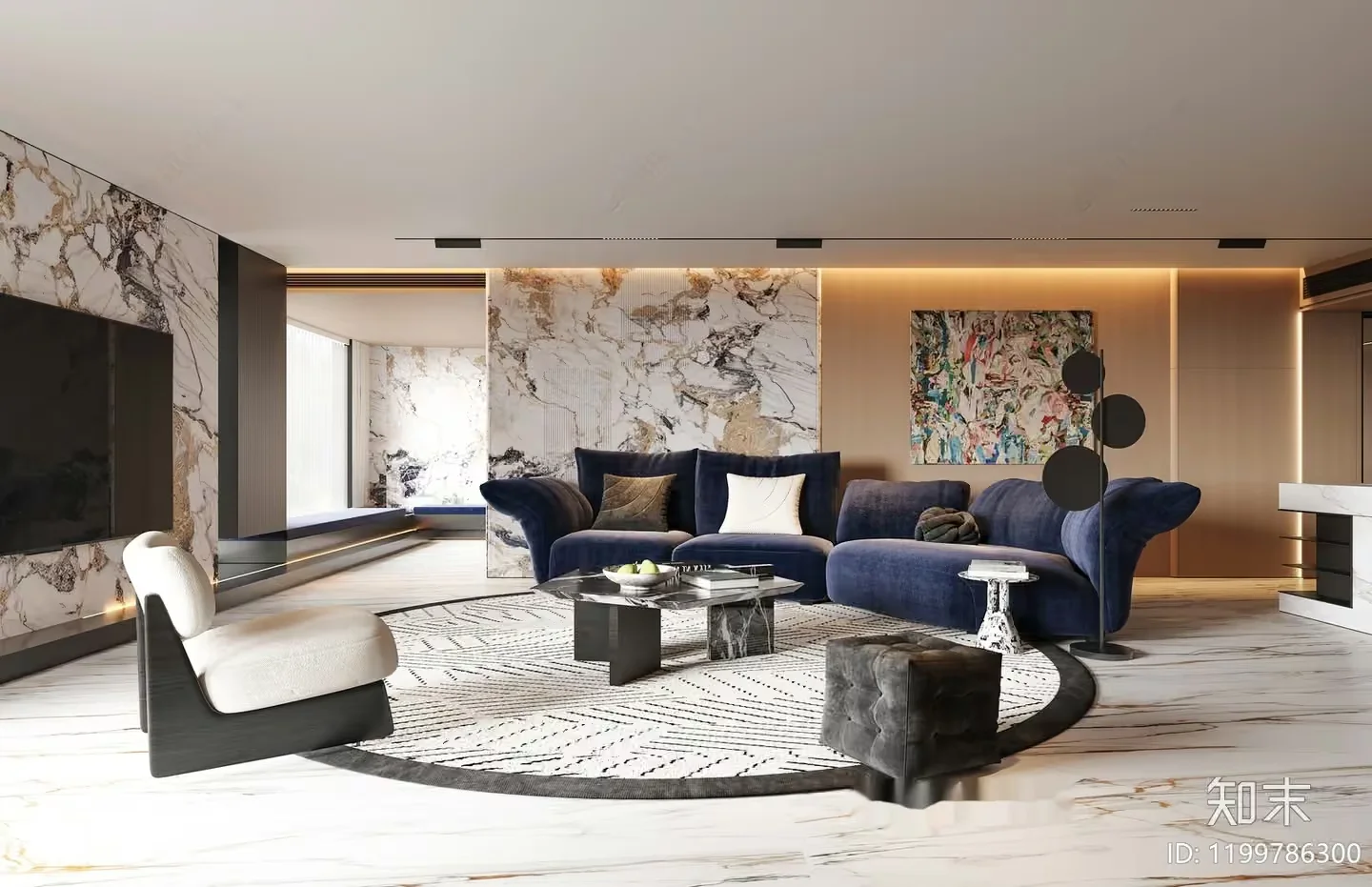 Modern Living Room 3D Model – 3621 – CORONA Render