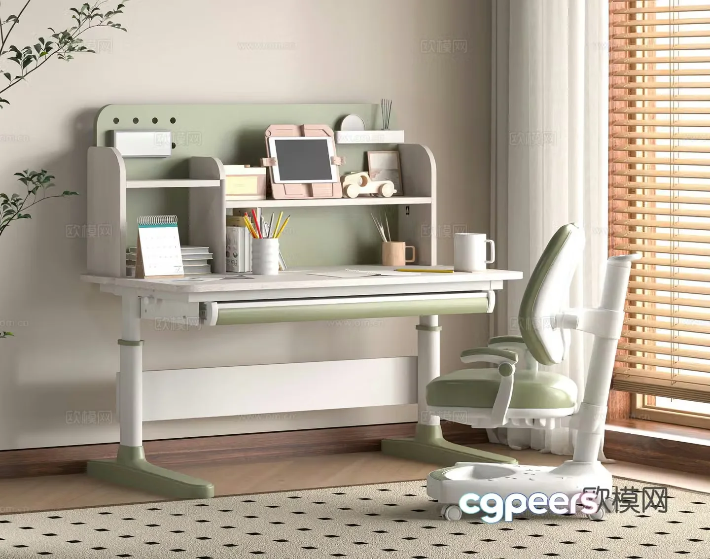 Modern children’s desk and chair 3d model