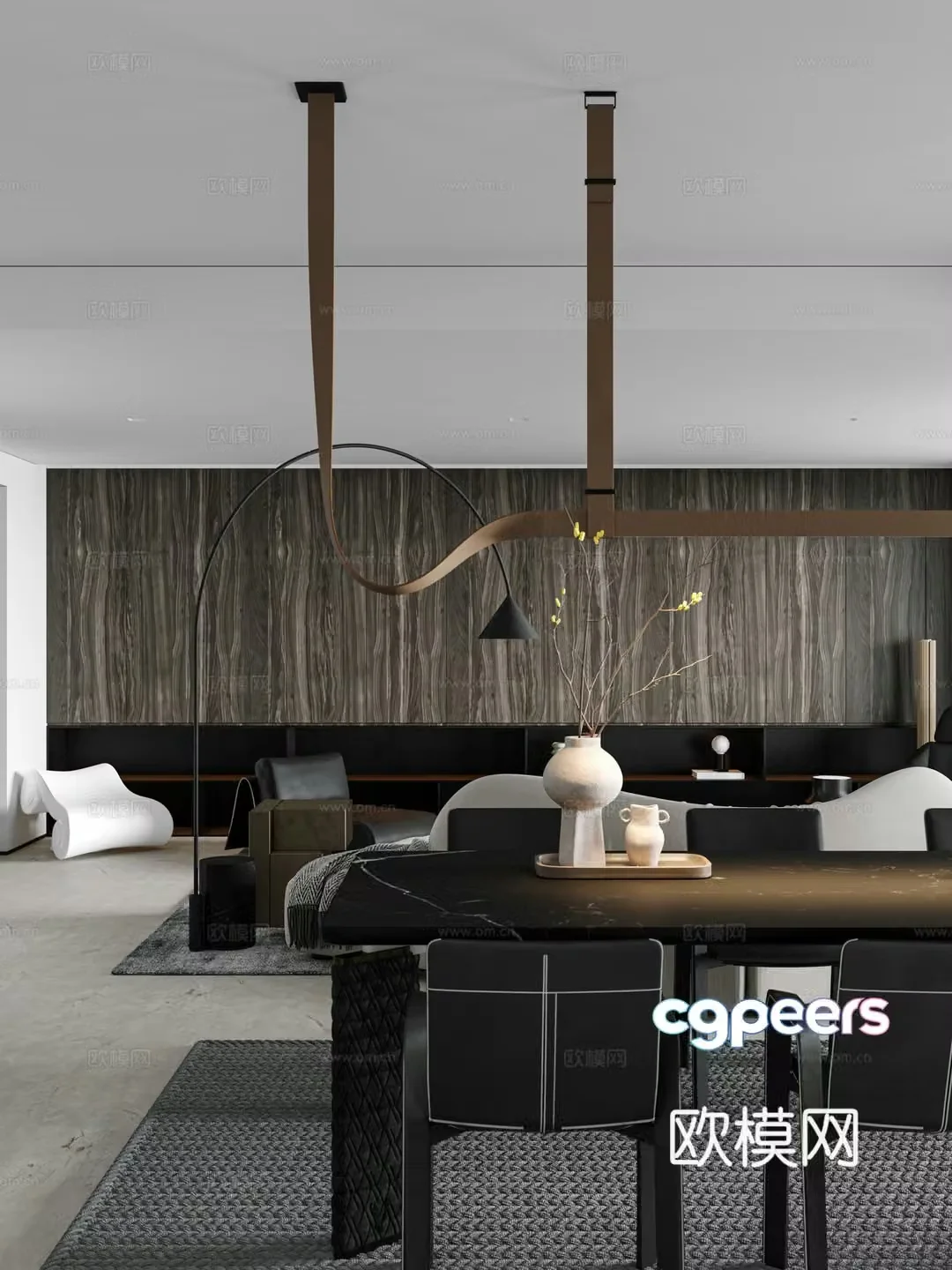 Modern home restaurant 3d model