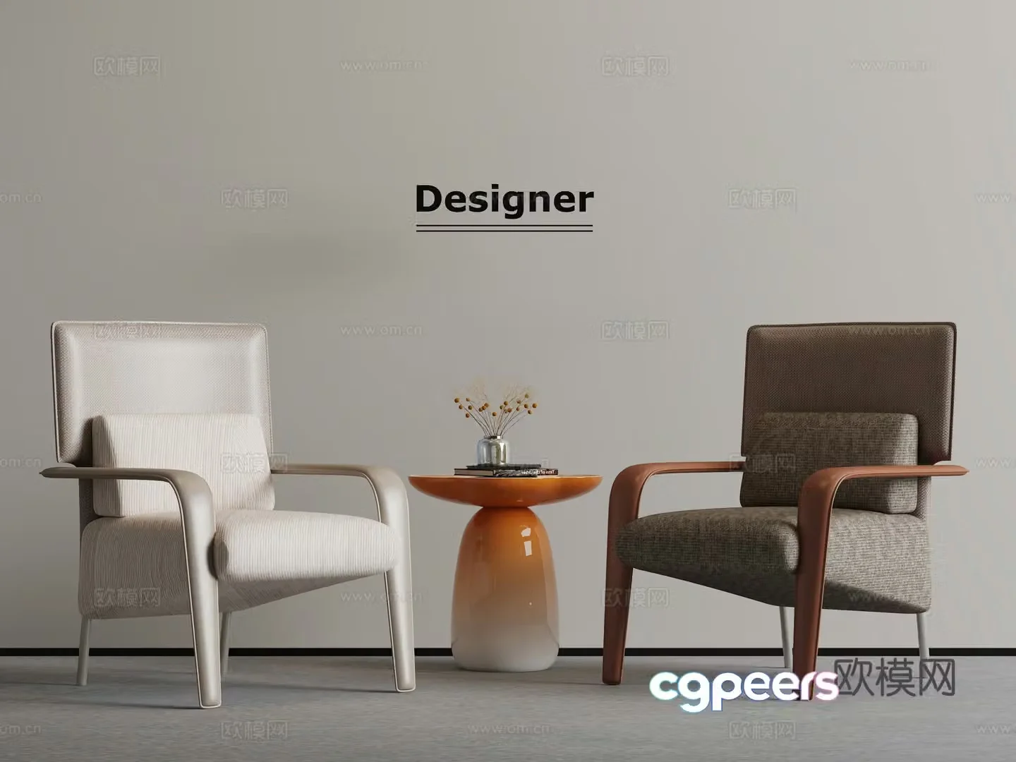 Modern light luxury leisure chair 3d model