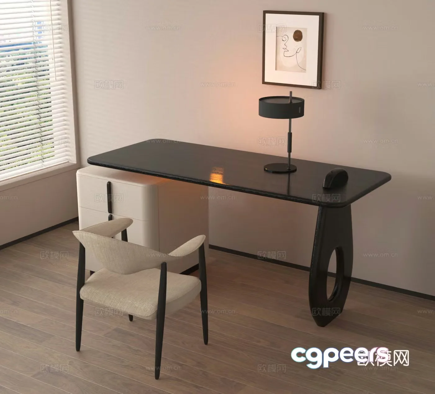 Computer desk office desk reading desk study desk chair 3d model