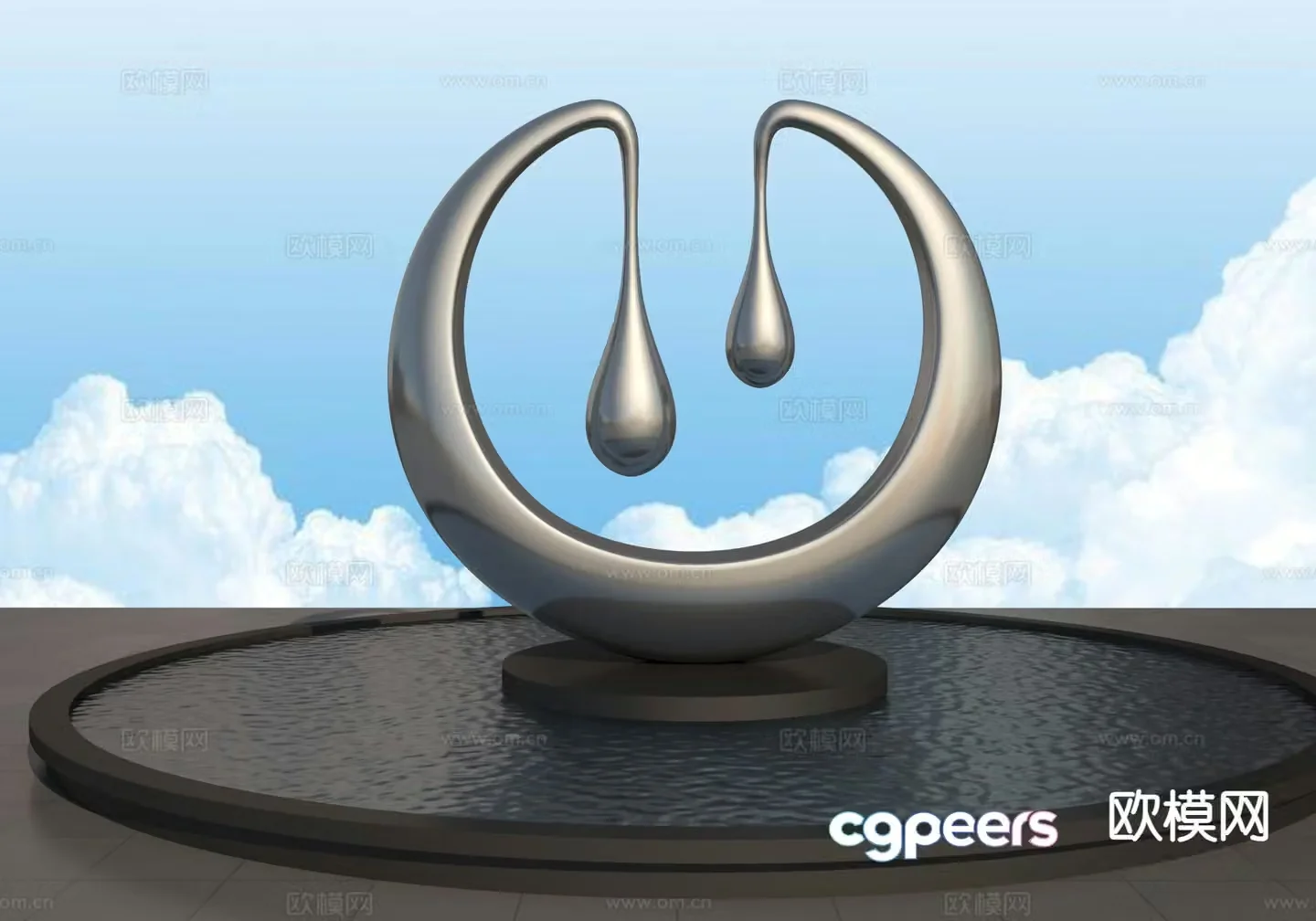 Water drop sculpture landscape sculpture 3d model
