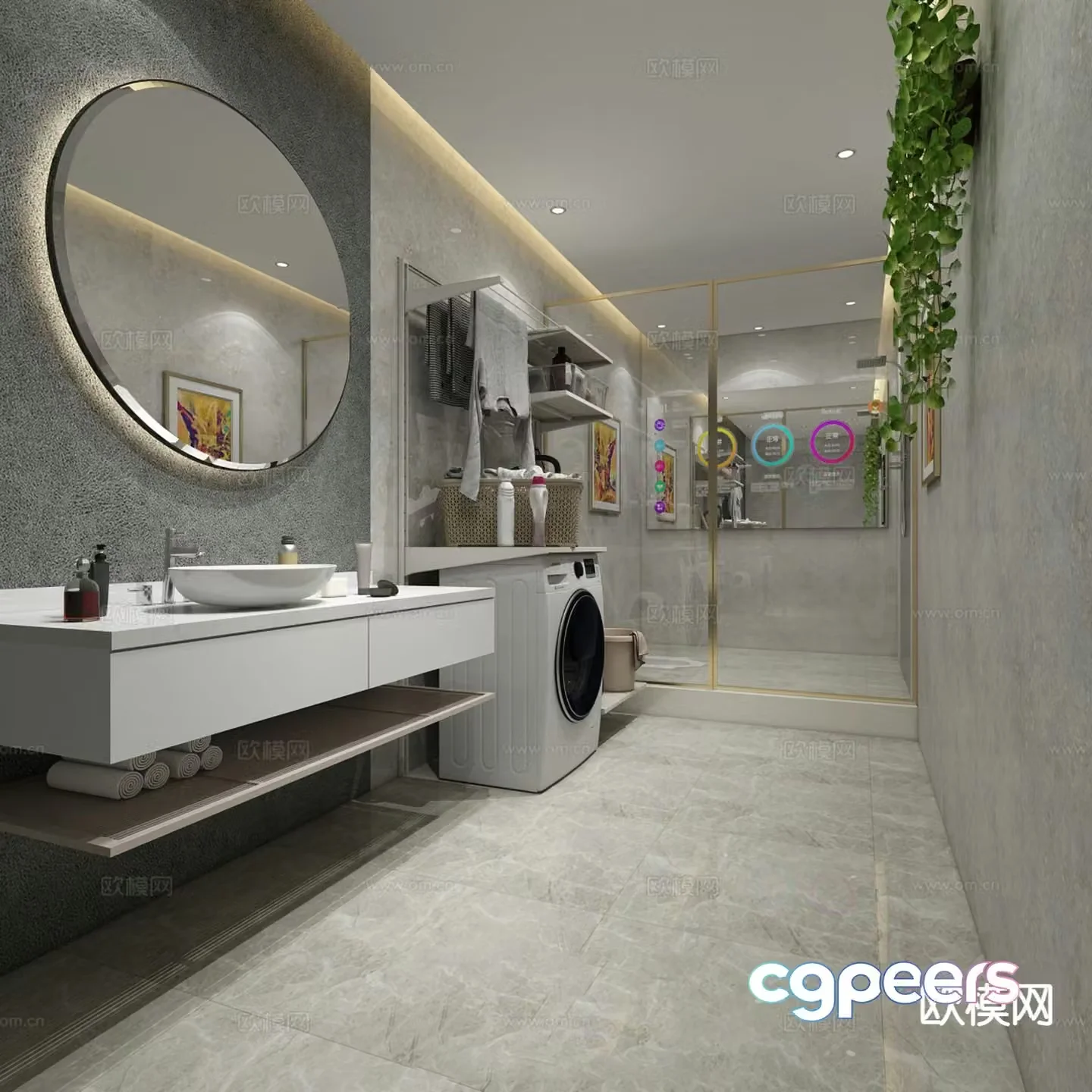 modern toilet bathroom laundry room 3d model