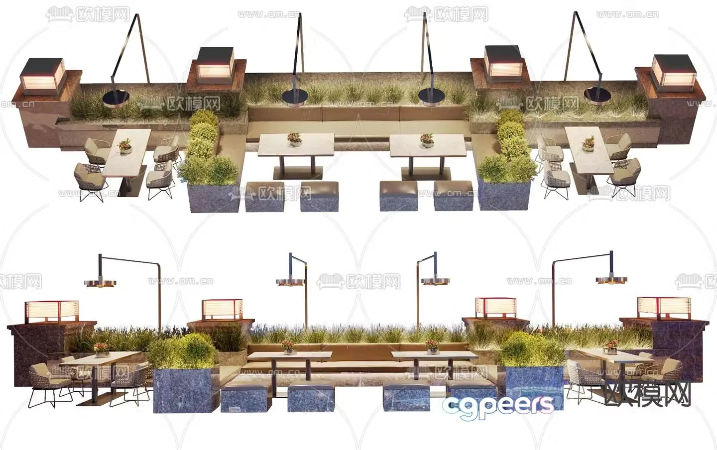 Card seat dining table and chairs restaurant card seat card seat sofa 3D model