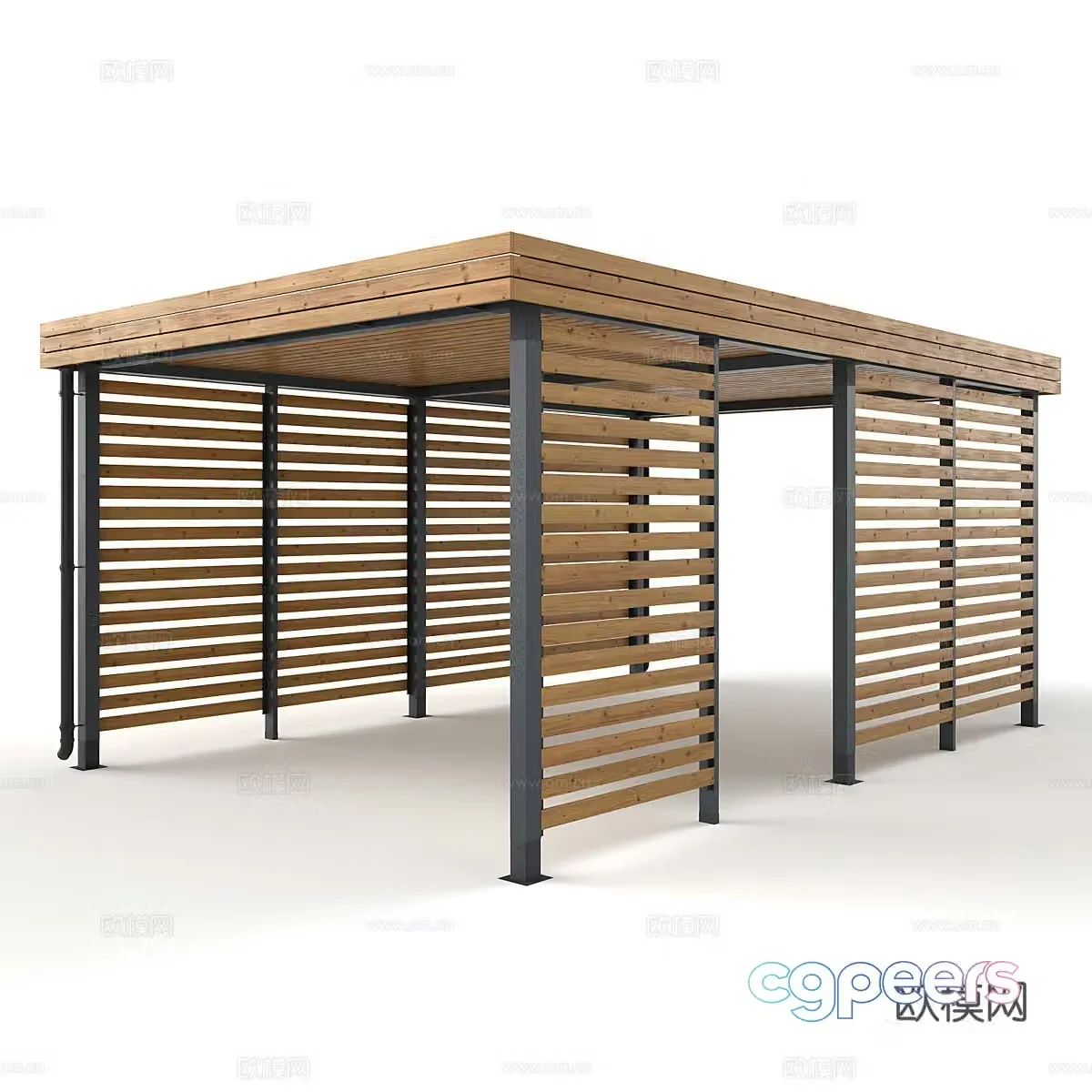 wooden pergola trellis 3d model