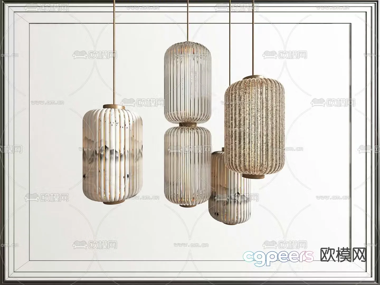 New Chinese style chandelier lantern chandelier 3d model