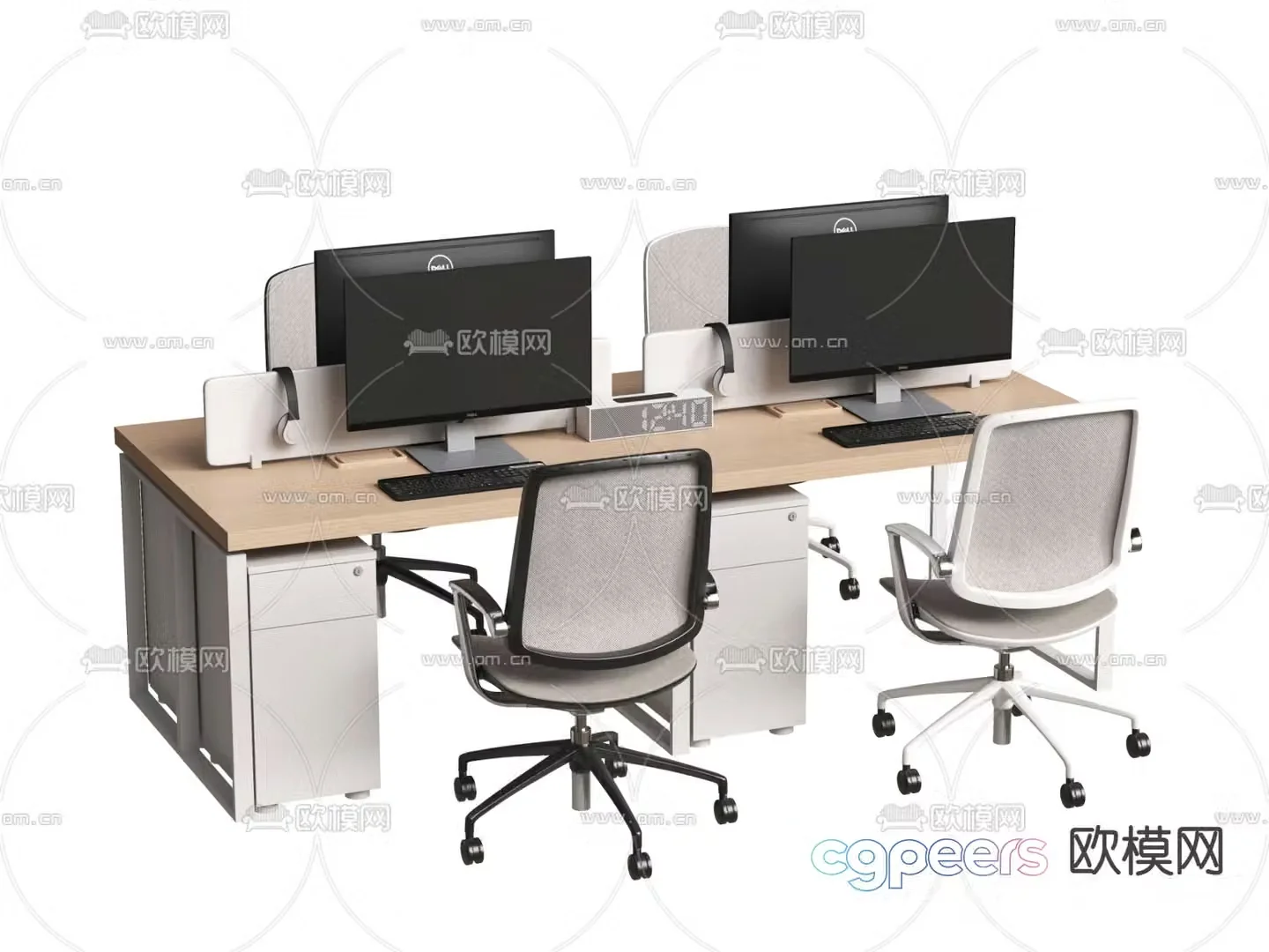 Office desk and chair station 3D model