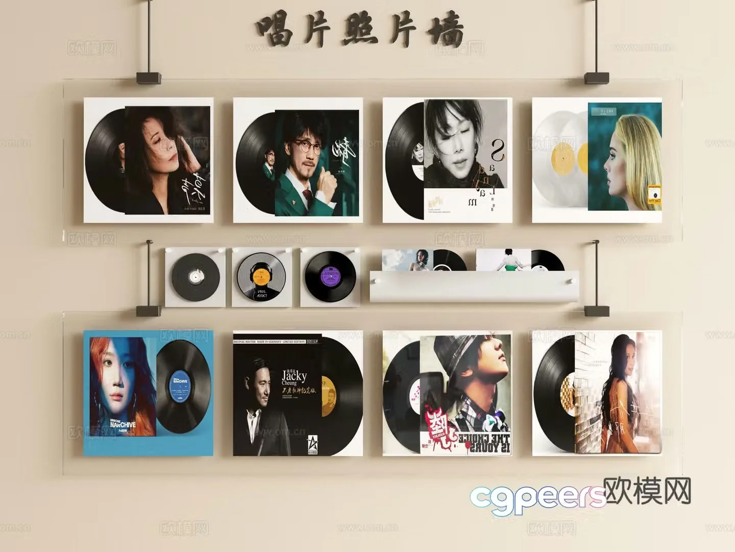 Modern acrylic decorative painting record photo wall star hanging painting 3D model