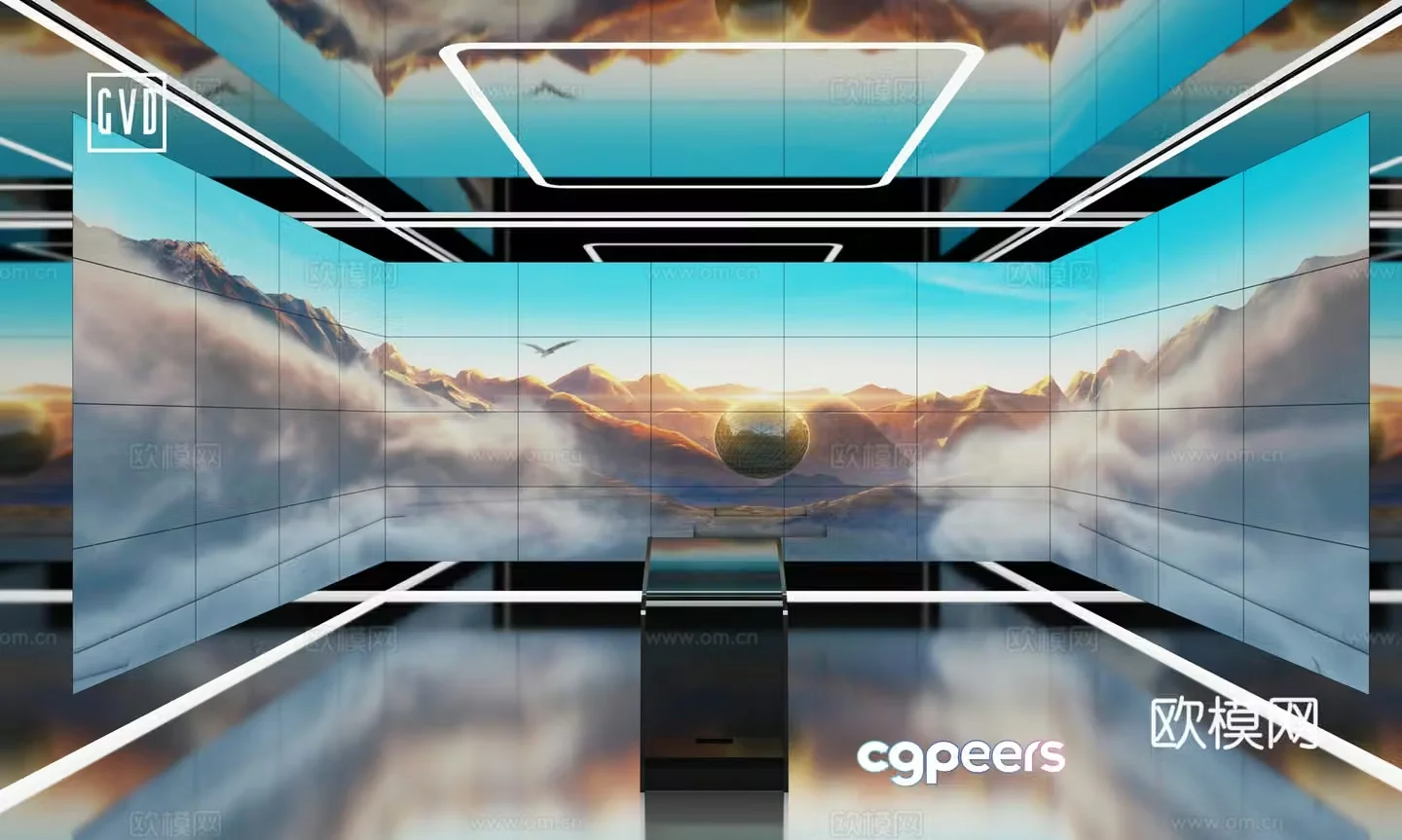 Exhibition Hall Modern Technology Exhibition Hall Immersive Area Space Triple Screen Multi-screen Space 3D Model