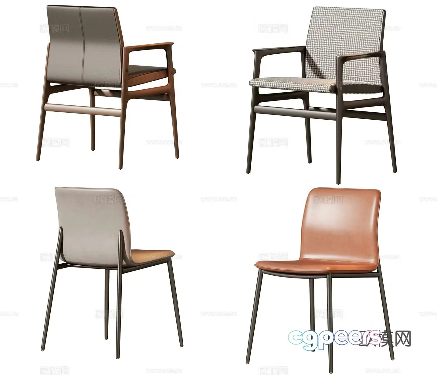 New Chinese style single chair dining chair 3D model