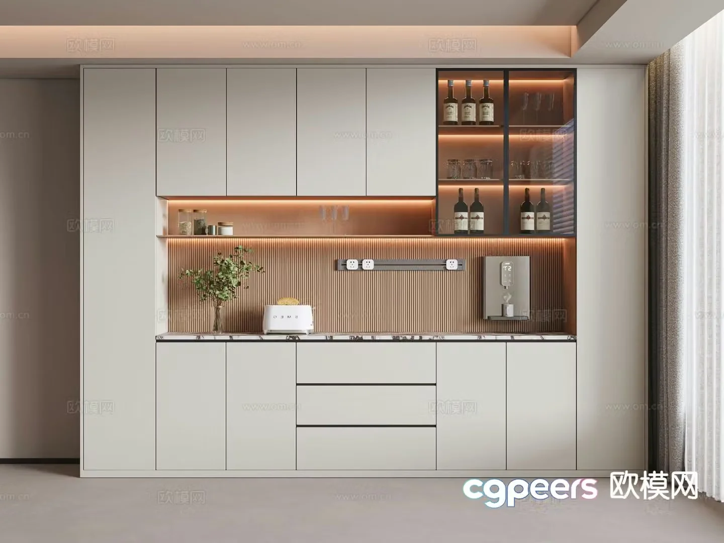 Modern wine cabinet sideboard 3d model