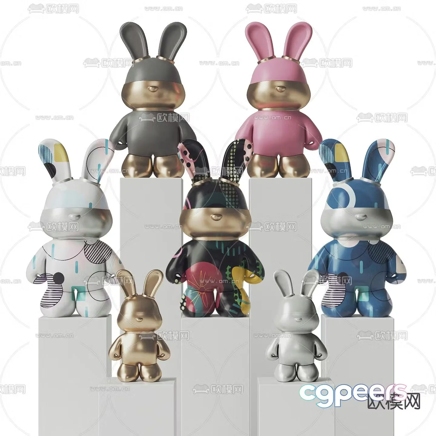 Interstellar Rabbit Toy Trendy Ornament Doll 3D Model