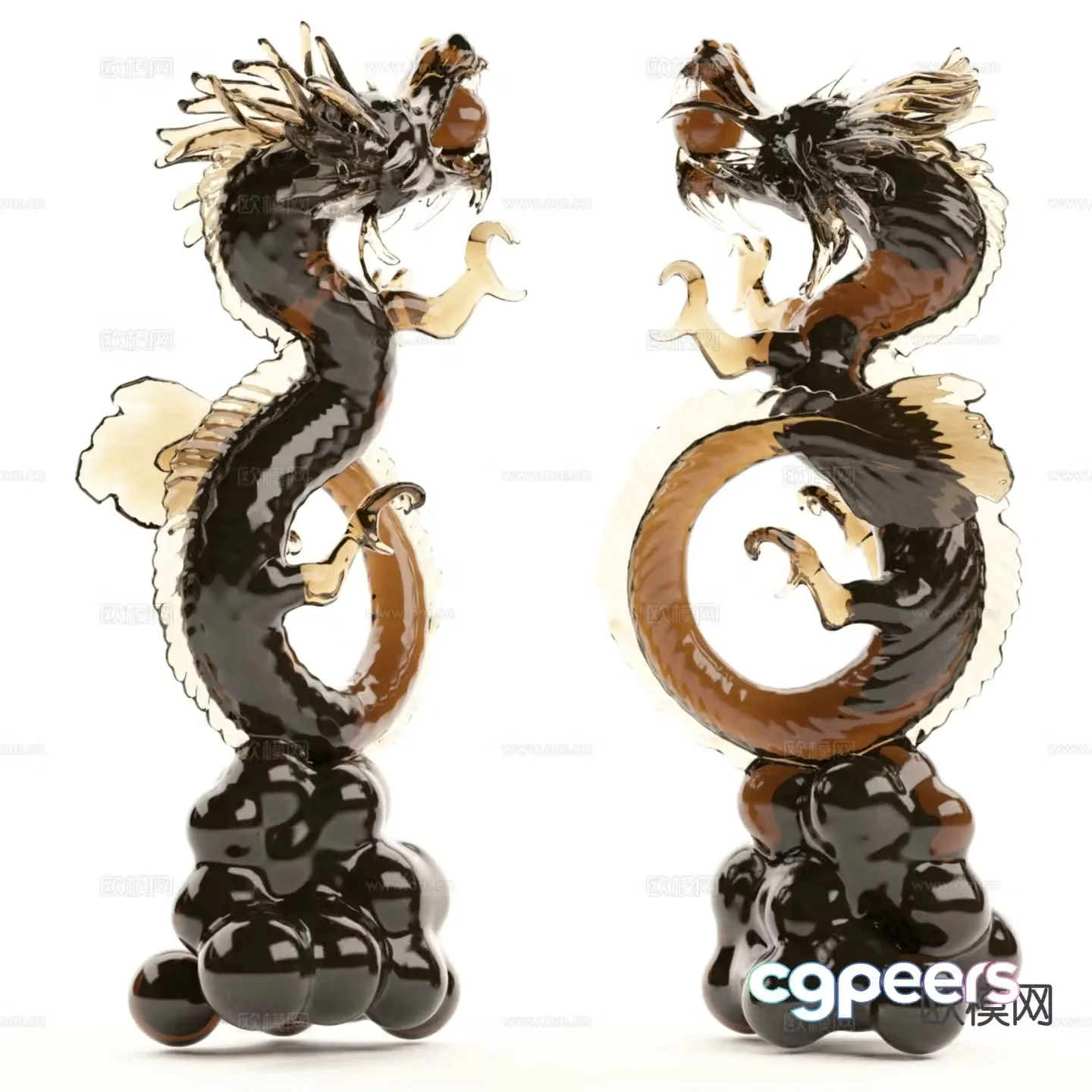 Chinese style acrylic dragon sculpture 3d model
