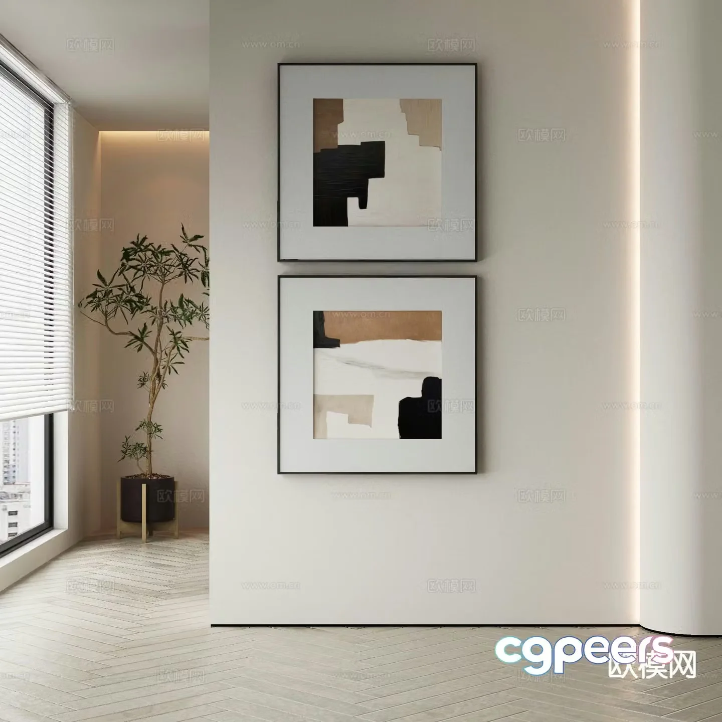 Modern texture painting decorative painting 3d model