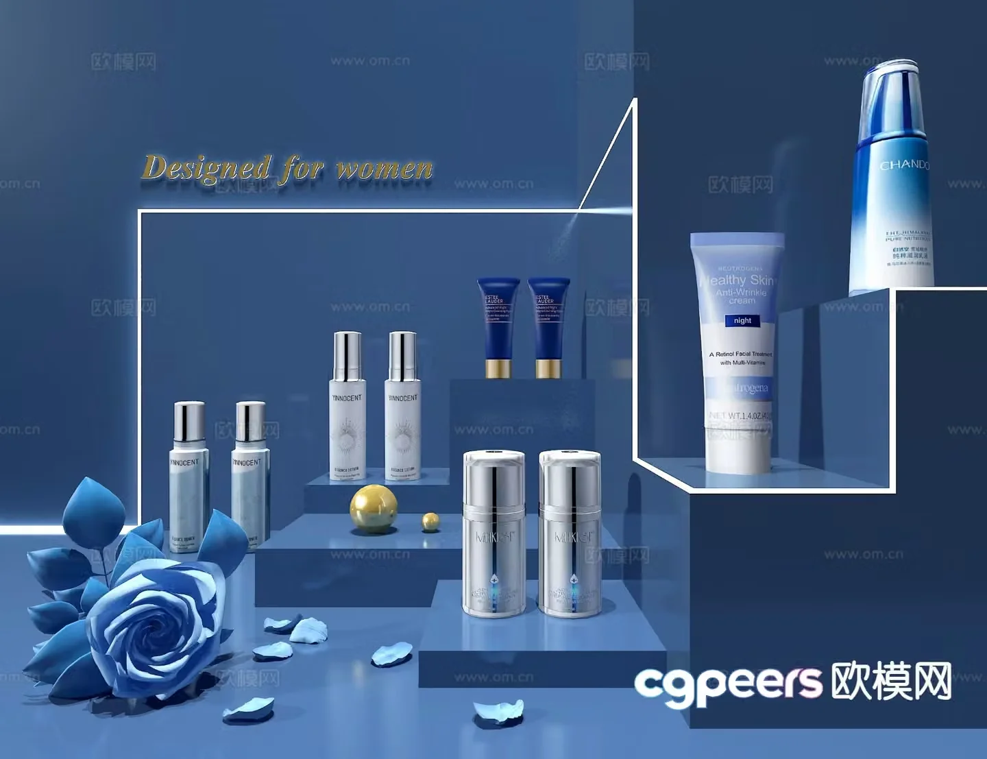 Cosmetics skin care products makeup 3d model