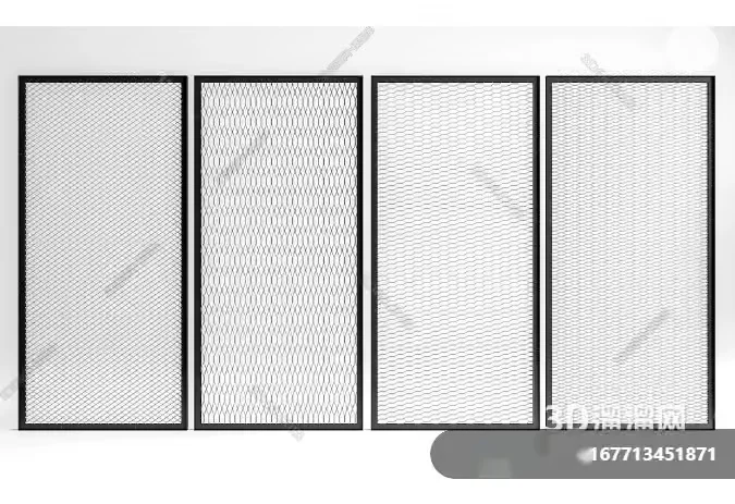 Black And White Mesh Panels 3D Model – 8574 – VRAY Render