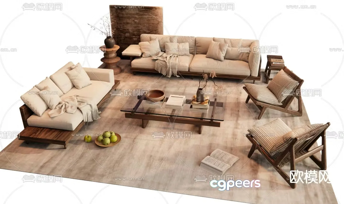 Medieval style modular sofa 3D model