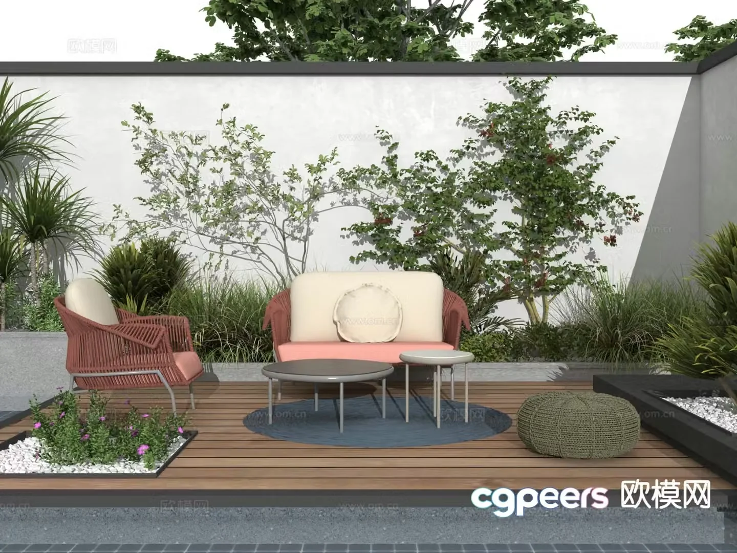 Modern outdoor sofa modular sofa 3d model