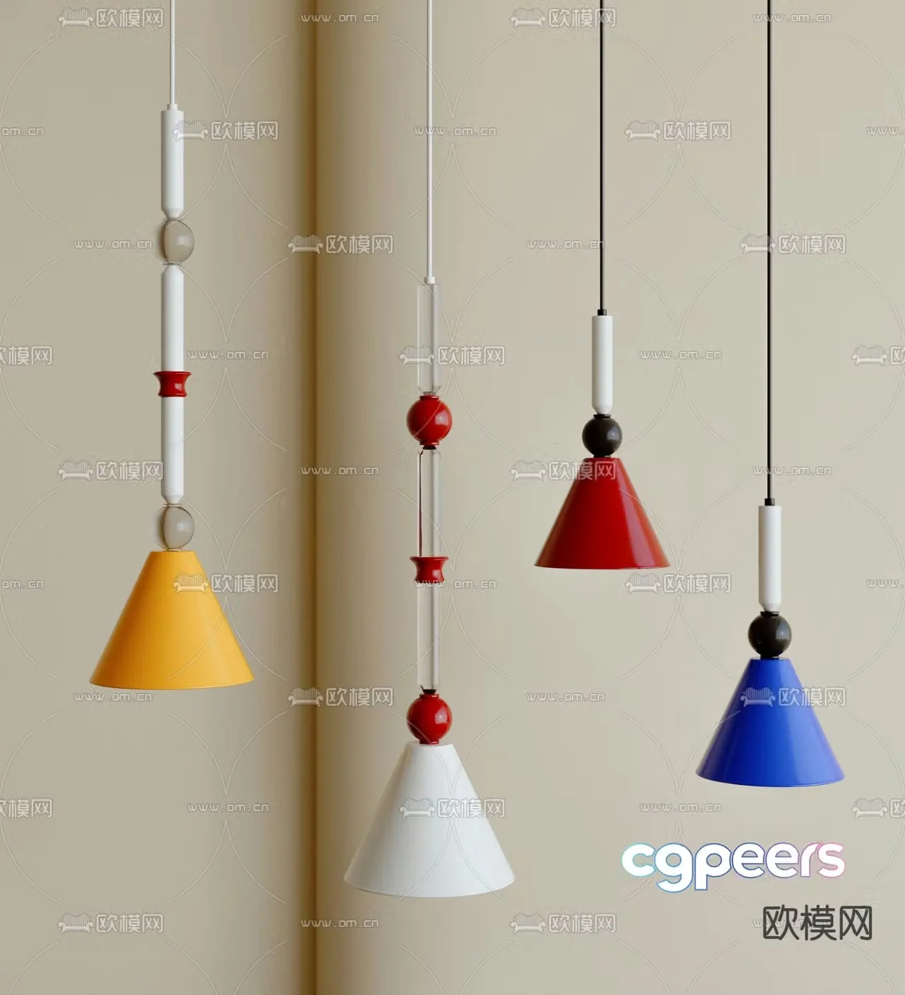 Colorful small chandelier 3d model