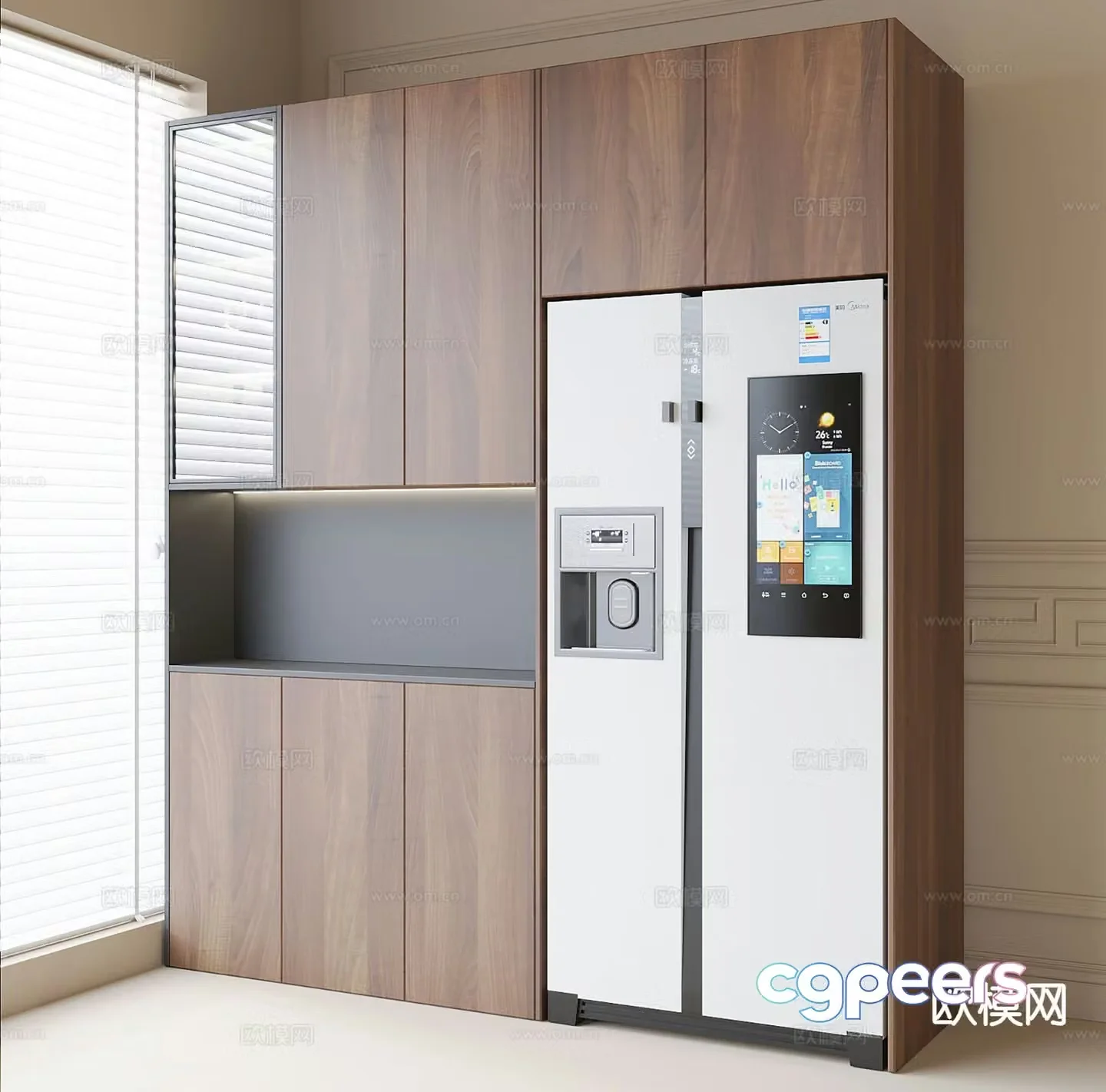 Modern sideboard refrigerator cabinet 3d model