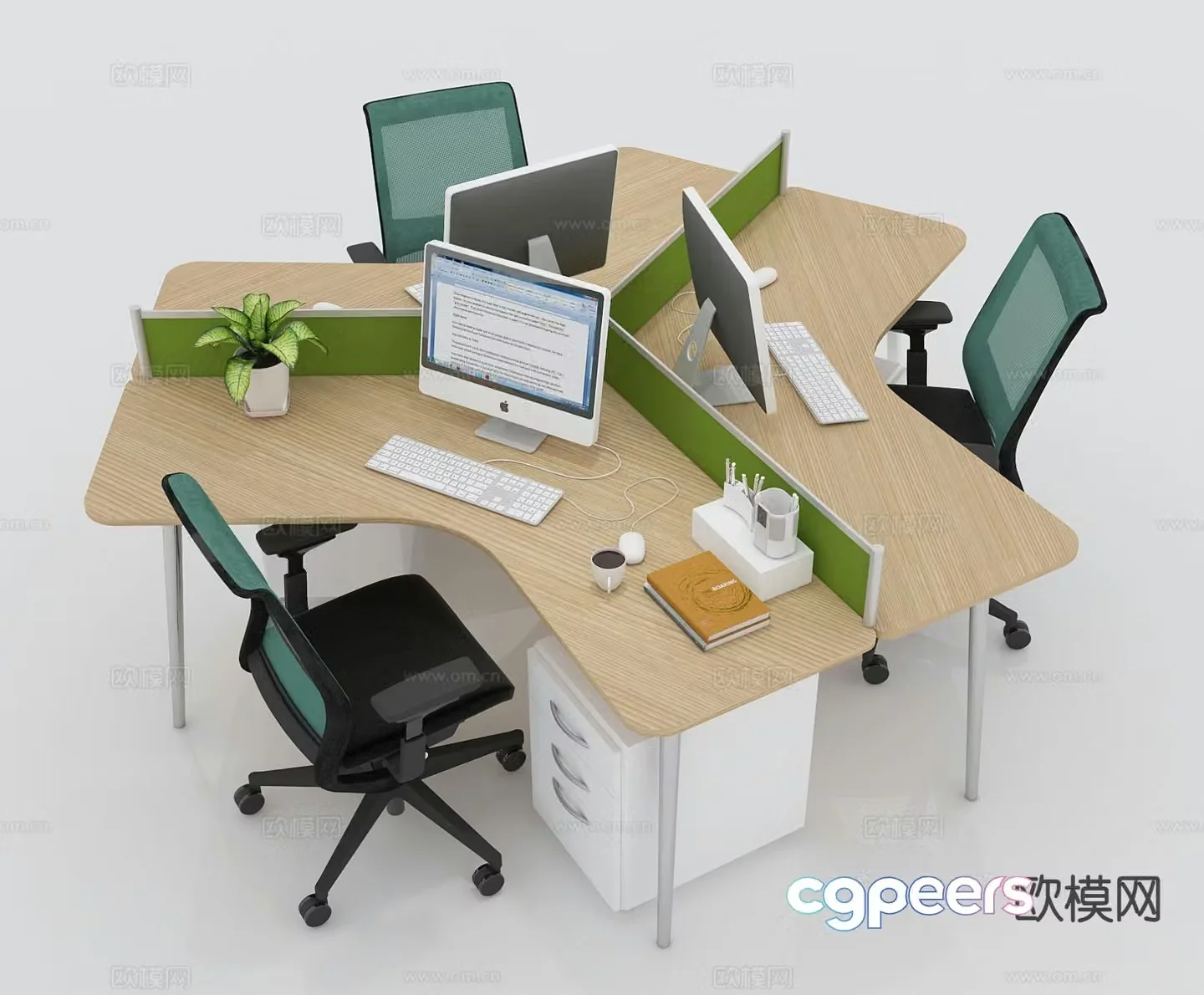Modern office desk and chair 3d model